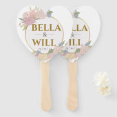 Éventail Elegant Peony Lily Mariage Rose (Devant et derrière)