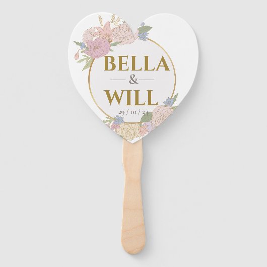 Éventail Elegant Peony Lily Mariage Rose (Devant)