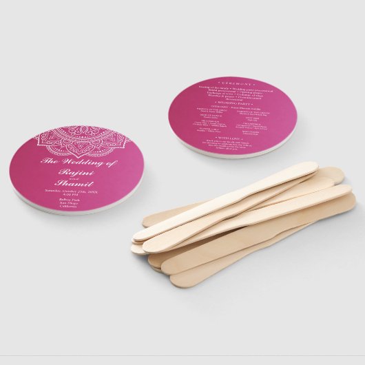 Éventail Élégant Pink White Paisley Programme de mariage in (Non-assemblé)