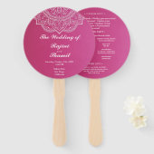 Éventail Élégant Pink White Paisley Programme de mariage in (Devant et derrière)
