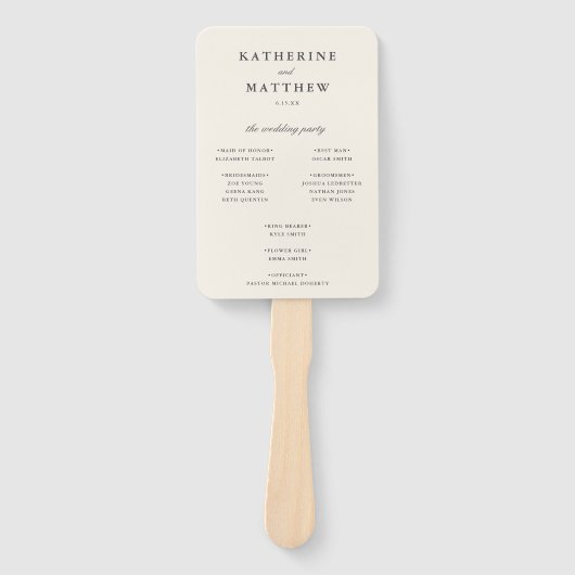 Éventail Élégant programme classique de cérémonie de Mariag (Devant)