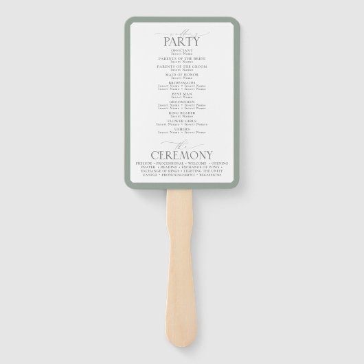 Éventail Élégant programme d'aquarelle florale vert gris bl (Dos)