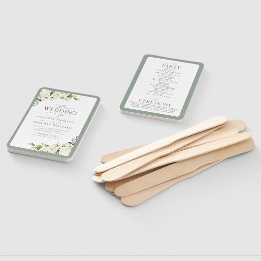 Éventail Élégant programme d'aquarelle florale vert gris bl (Non-assemblé)