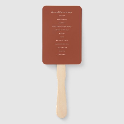 Éventail Élégant programme de cérémonie de Mariage en ivoir (Dos)
