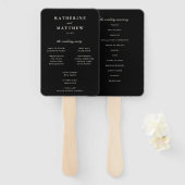 Éventail Élégant programme de cérémonie de Mariage noir et (Devant et derrière)