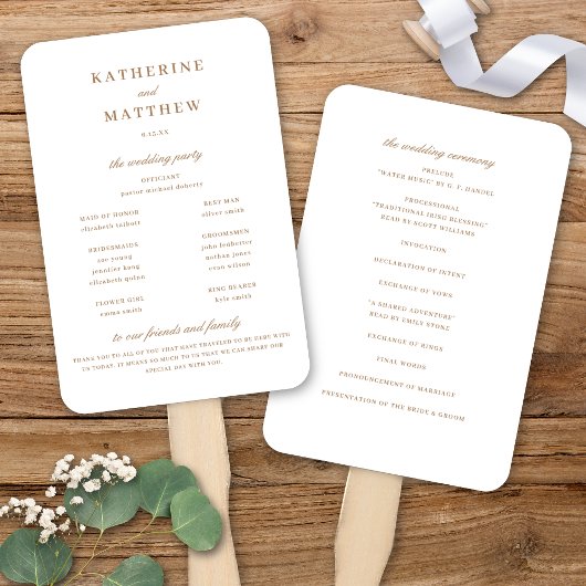 Éventail Élégant programme de cérémonie des Mariages de blé
