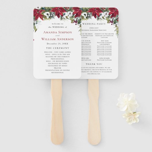 Éventail Élégant programme de cérémonie des Mariages de Red (Devant et derrière)