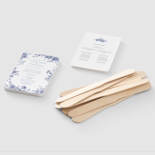 Éventail Élégant Programme de Cérémonie en Toile Bleue Éven (Non-assemblé)