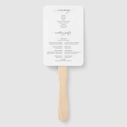 Éventail Élégant programme de cérémonie Mariage de calligra (Dos)