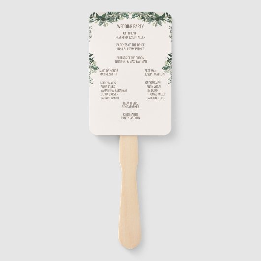 Éventail Élégant programme de cérémonie Mariage de verdure (Dos)