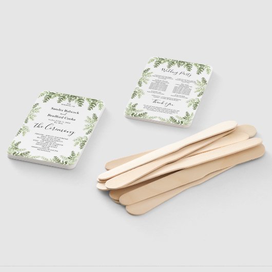 Éventail Élégant programme de cérémonie Mariage Eucalyptus (Non-assemblé)