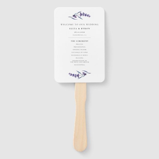 Éventail Élégant programme de lavande florale et fête de ma (Devant)