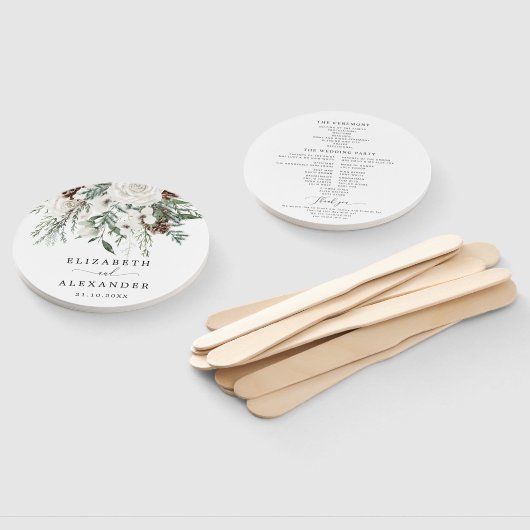 Éventail Élégant programme de mariage à feuillage persistan (Non-assemblé)