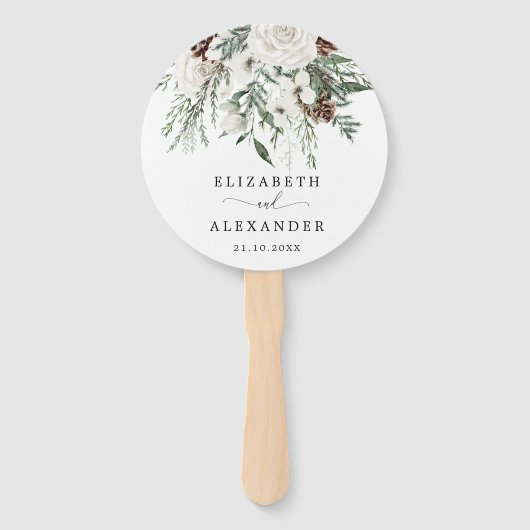 Éventail Élégant programme de mariage à feuillage persistan (Devant)