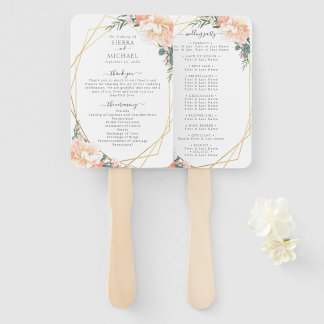 Éventail Élégant programme de mariage à la crème de pêche f