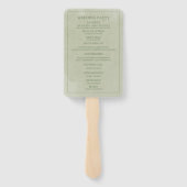 Éventail Élégant programme de mariage à l'aquarelle verte (Dos)