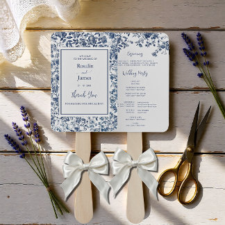 Éventail Élégant Programme de Mariage à Motif Toile Floral