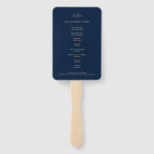 Éventail Élégant programme de mariage bleu de la Marine d'o (Dos)
