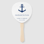Éventail Élégant programme de mariage bleu marine ancre nau (Devant)