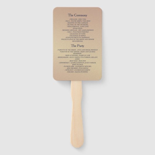 Éventail Élégant programme de mariage bleu marine et Rose o (Dos)