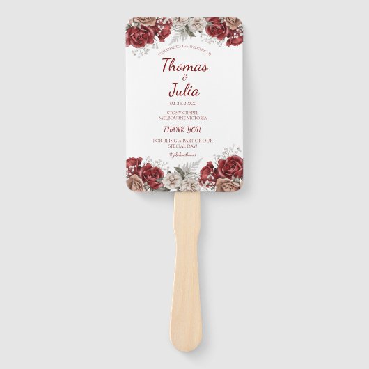 Éventail Élégant programme de mariage Bourgogne & Silver Fl (Devant)