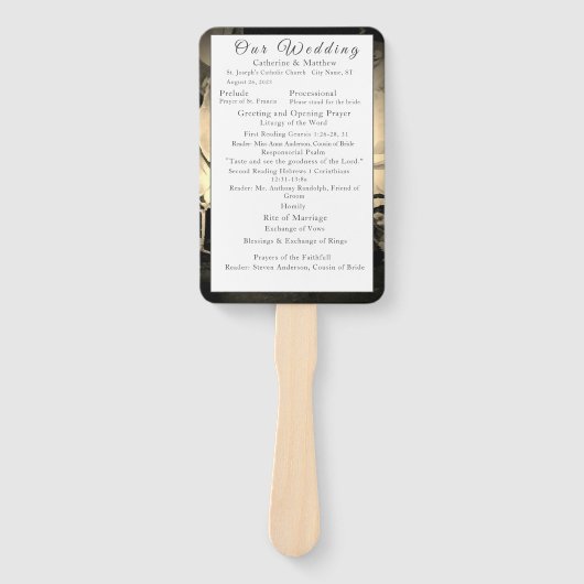 Éventail Élégant programme de mariage catholique Rose (Devant)