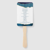 Éventail Élégant programme de mariage d'âge bleu et or de l (Dos)