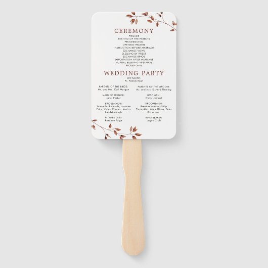 Éventail Élégant programme de Mariage de automne d'esperlue (Dos)