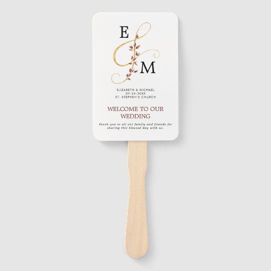 Éventail Élégant programme de Mariage de automne d'esperlue (Devant)