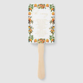 Éventail Élégant programme de mariage de fruits orange d'ét (Dos)