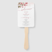 Éventail Élégant programme de mariage de jardin fleuri rose (Devant)