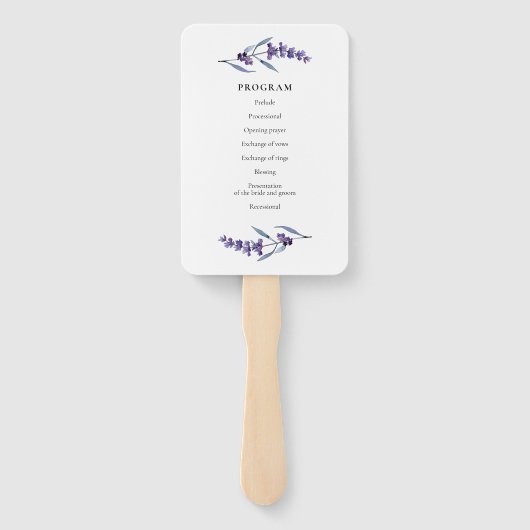 Éventail Élégant programme de mariage de lavande florale (Dos)