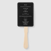 Éventail Élégant programme de mariage de monogramme noir (Devant)