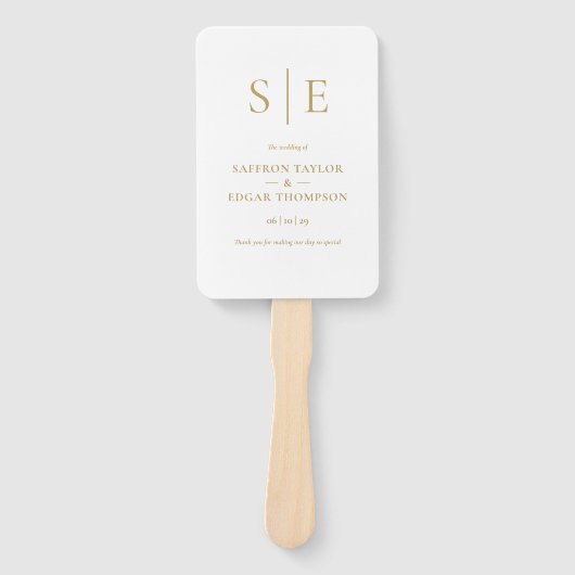 Éventail Élégant programme de mariage de Monogramme Or Mode (Devant)