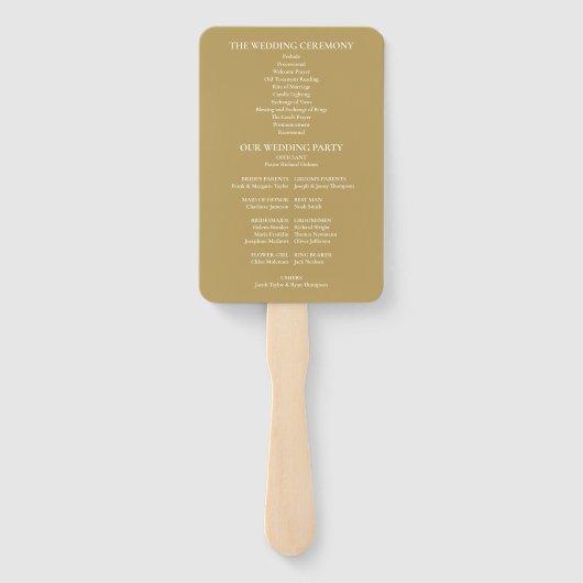 Éventail Élégant programme de mariage de Monogramme Or Mode (Dos)