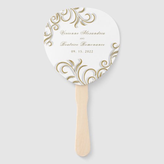 Éventail Élégant programme de mariage de parchemin d'or déc (Devant)