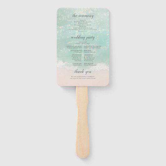 Éventail Élégant programme de mariage de plage océanique pé (Dos)