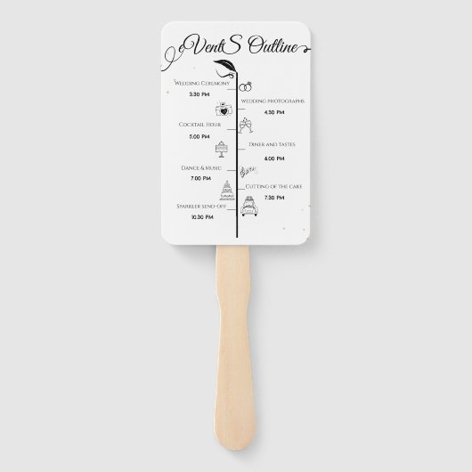 Éventail Élégant programme de mariage de script et chronolo (Dos)