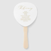 Éventail Élégant programme de mariage de script or blanc (Dos)