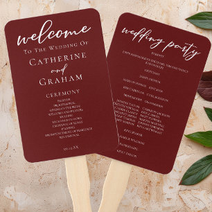Éventail Élégant programme de mariage de typographie bourgu