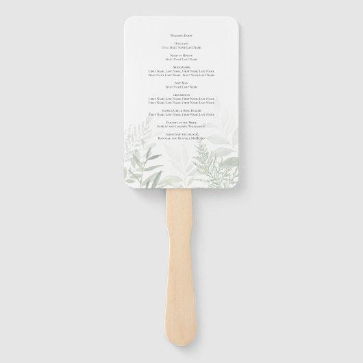 Éventail Élégant programme de mariage de verdure botanique (Dos)