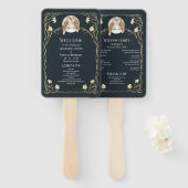 Éventail Élégant programme de mariage des Chouettes Art Nou (Devant et derrière)