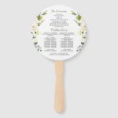 Éventail Élégant programme de mariage des Roses Blanches (Dos)