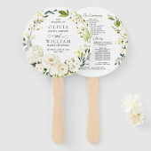 Éventail Élégant programme de mariage des Roses Blanches (Devant et derrière)