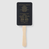 Éventail Élégant programme de mariage doré floral (Dos)