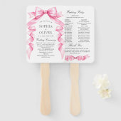 Éventail Élégant programme de mariage doux rose main dessin (Devant et derrière)