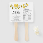 Éventail Élégant programme de mariage du citron jaune (Devant et derrière)