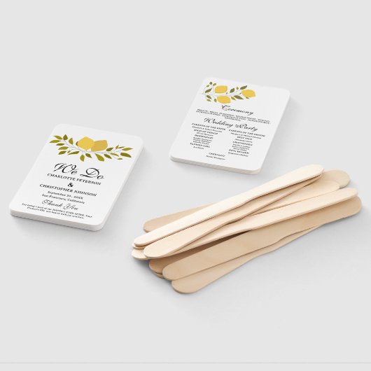 Éventail Élégant programme de mariage du citron jaune (Non-assemblé)