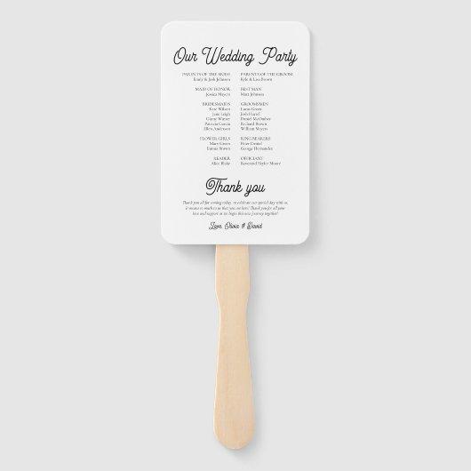 Éventail Élégant Programme de Mariage du Meilleur Jour de T (Dos)