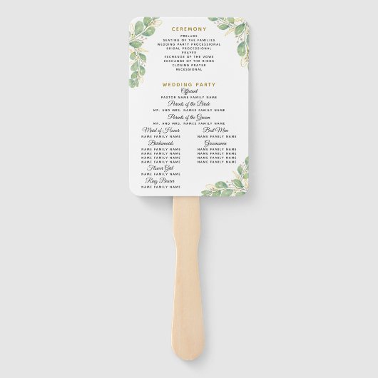 Éventail Élégant programme de mariage Eucalyptus (Dos)